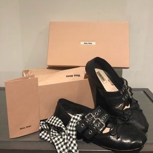Miu Miu Ballerinas with Belt in Black